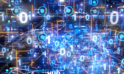 Molecular background with DNA. Network with connecting dots and lines.