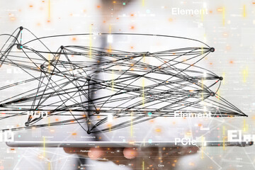 Global network. Blockchain. 3D illustration. Neural networks and artificial intelligence. Abstract