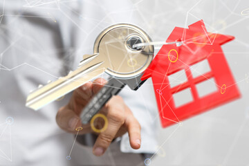 home choice Big data and artificial intelligence concept. Machine learning and cyber mind domination