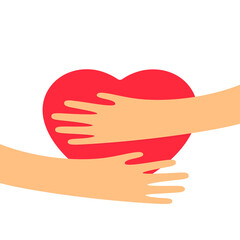 Red heart shape with hand illustration