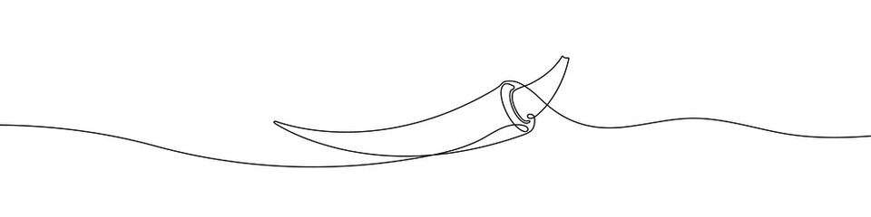 Continuous line drawing of chilli pepper icon. Chilli pepper linear icon. One line drawing background. Vector illustration. Chilli pepper continuous line icon