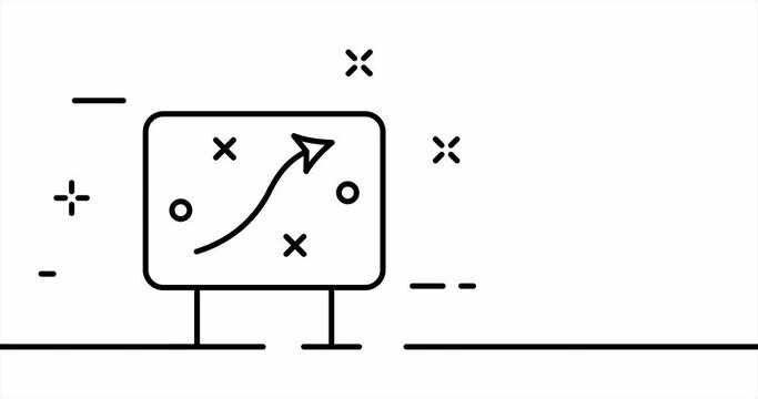 One line drawing, solid line business target. One line drawing animation of plan, strategy and schedule. Business logo animated. Video 4K