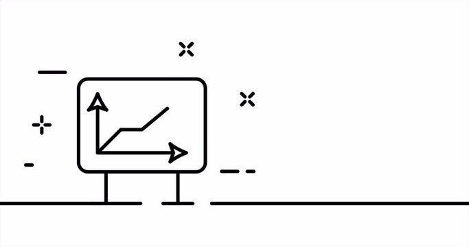 Continuous line art drawing business. Single line drawing, solid line. Animation of one line graph, achievement and business goal. Video 4K