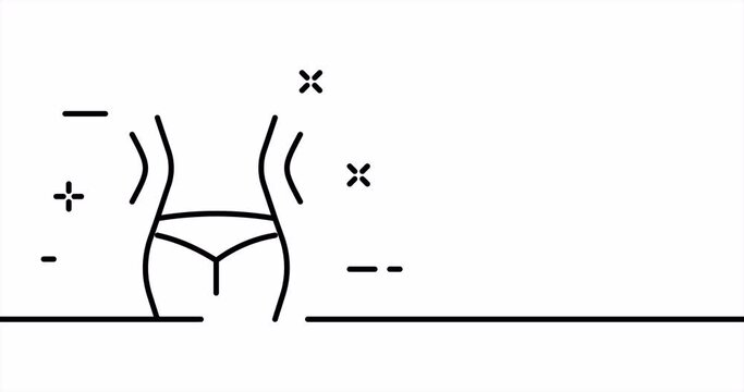 One line drawing, solid line sports. One line drawing animation of weight loss, lack of weight and healthy lifestyle. Fitness logo animated. Video 4K
