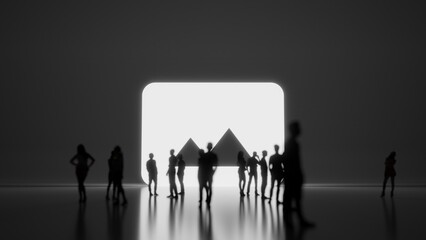 3d rendering people in front of symbol of photo on background