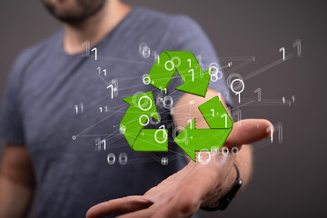 3d rendering of green recycle icon