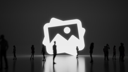 3d rendering people in front of symbol of picture on background