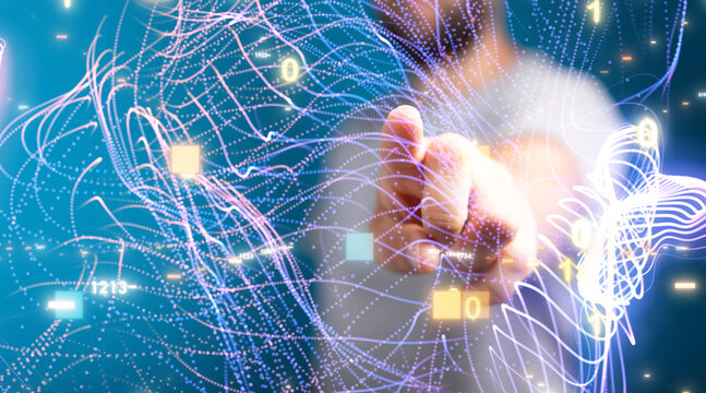 Global world network and telecommunication on earth cryptocurrency and blockchain and IoT.