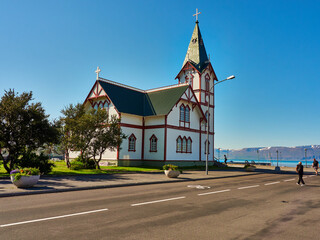 Fototapeta na wymiar Iglesia en Húsavík Islandia