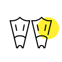 Diving fins. Swimming beach vacation icon. Pixel perfect, editable stroke line art