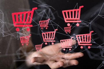 Shopping Cart Flat Design E-Commerce Icon
