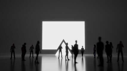 3d rendering people in front of symbol of television09 on background
