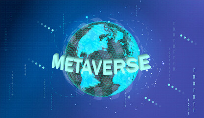 Metaverse, virtual reality, augmented reality and blockchain technology. Metaverse digital world, smart futuristic interface, technology background, Vector Illustration
