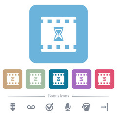 Obraz premium Movie processing flat icons on color rounded square backgrounds