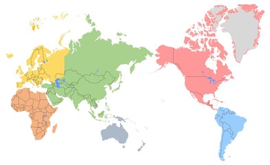 Pacific central color world map