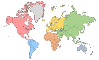 Atlantic central color world map