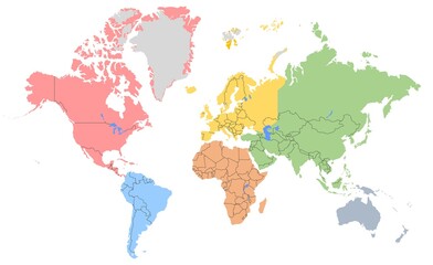 Atlantic central color world map