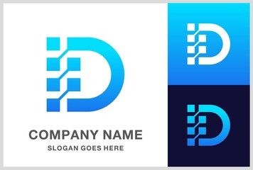 Monogram Letter D Digital Link Connection Technology Computer Business Company Stock Vector Logo Design Template