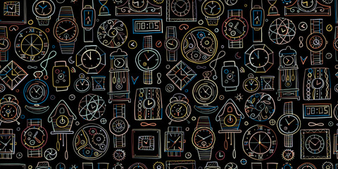 Set of clocks and watches in different style. Retro and modern collection for your design