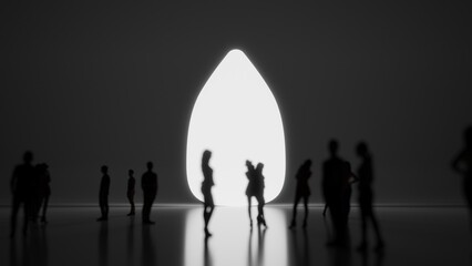 3d rendering people in front of symbol of almond on background