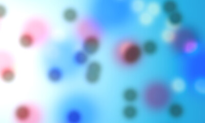 An illustration created by a computer program. are overlapping circles make the objects inside stand out Simulates depth of field by creating a blurred background with green, red, cyan, white and cyan