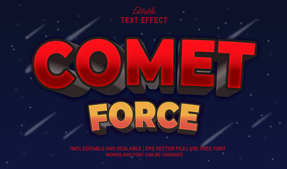 Comet Force editable text effect 3d style © Navy Graphic