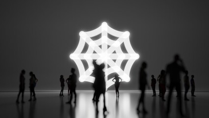 3d rendering people in front of symbol of cobweb on background © Destrosvet