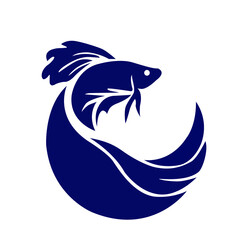 betta fish logo concept design vector template illustration, animal aquatic simple logo of siam fighting fish