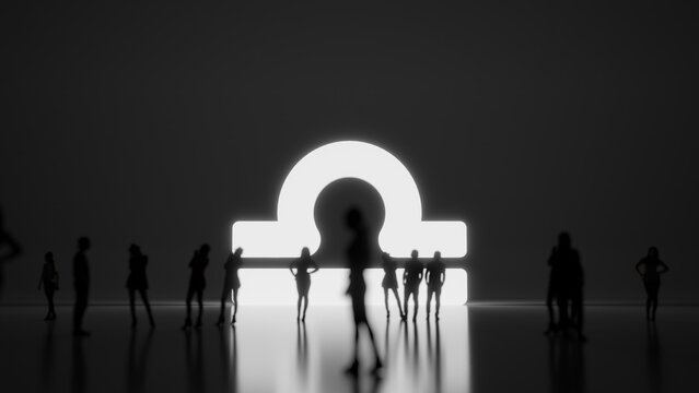 3d rendering people in front of symbol of libra zodiac on background