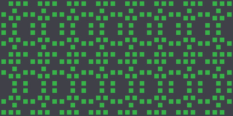 Retro Style Green Repetitive Squares Pattern - Texture On Dark Brown Background, Design Element in Editable Vector Format