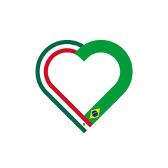 unity concept. heart ribbon icon of mexico and brazil flags. vector illustration isolated on white background