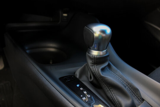 Gear switch of a modern car, close up.