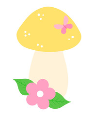 Mushroom with flowers vector illustration