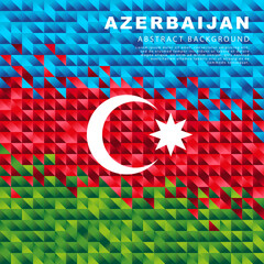 Flag of Azerbaijan. Abstract background of small triangles in the form of colorful blue, red and green stripes of the Azerbaijani flag.