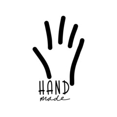 Fototapeta na wymiar Hand made lettering logo. Palm hand. Vector illustration. 