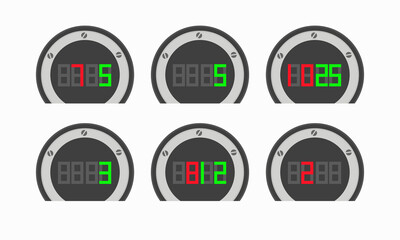 Fototapeta premium Referee board, time keeper, football timer. Can be replaced with custom numbers. Vector illustration. Hublot. Tag heuer