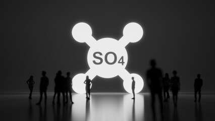 3d rendering people in front of symbol of sulfate on background