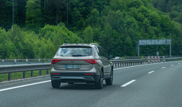 Ljubljana, Slovenia - May 13, 2022: A picture of a Seat Tarraco on a Slovenian highway.