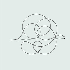 concept of simplified shortcut. Search for a shorter and smarter way. way out of a difficult situation business single line drawing