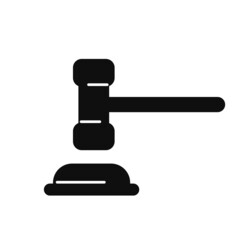 Judges gavel silhouette icon, flat vector illustration for UI graphic design.