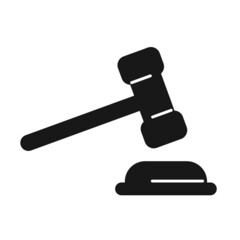 Judges gavel silhouette icon, flat vector illustration for UI graphic design.