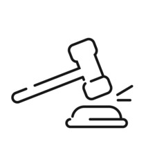 Judges gavel line icon, Judges gavel editable stroke outline icon, high quality vector symbol for mobile app.