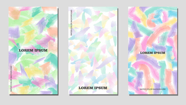  Modern Covers Template Design. Instagram Story Template. Water colors. Set of Trendy Abstract Colorfull shapes for Presentation, Magazines, Flyers, Annual Reports, Posters and Business Cards.