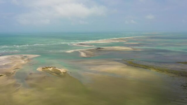 Low lying white sandy islands known as Adam's bridge. Talaimannar, Sri Lanka