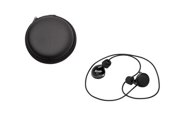 Small modern earplugs with active noise reduction. Safety for hearing. Isolate on a white back.