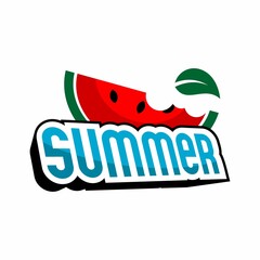 vector writing summer and watermelon
