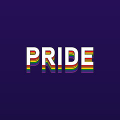 Pride Month LGBT rainbow color. Retro typography blend LGBT flag Lesbian, Gay, Bisexual, Transgender rainbow flag vector illustration