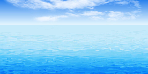 Seascape, summer view of the sea and blue sky with clouds