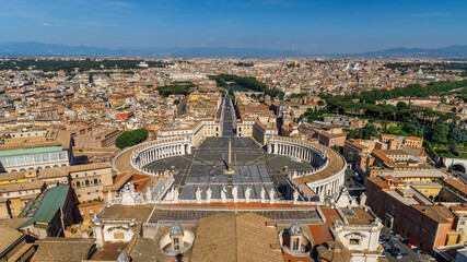 Fototapeta premium View of Rome from the Dome of St. Peter's Basilica, Italy, Europe.