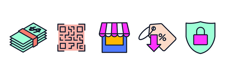 E-commerce, online shopping set icon symbol template for graphic and web design collection logo vector illustration